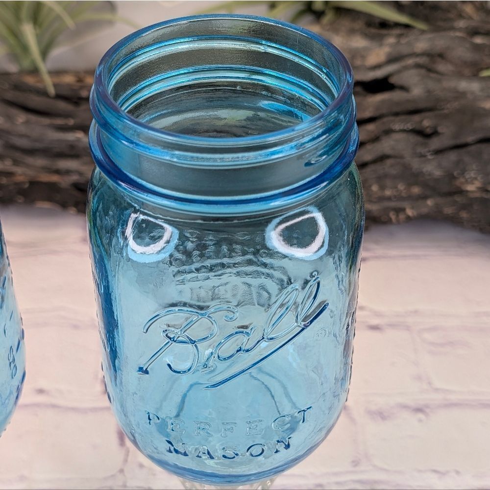Set of 2 Limited Edition Redneck Blue Mason Jar Hillbilly Wine Glass - Picture 8 of 13